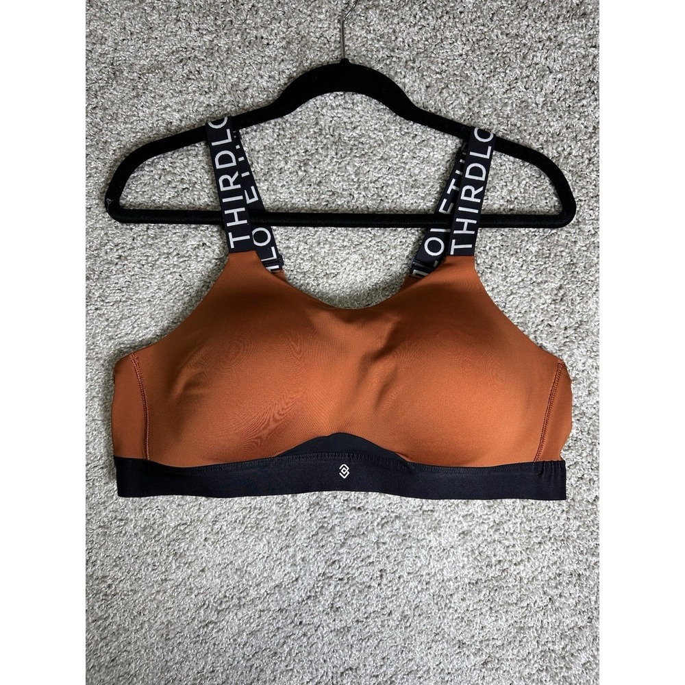 ThirdLove Kinetic Sports‎ Bra 42B Rust Orange Black Wireless Adjustable